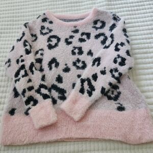 Pink And Leopard Fuzzy Sweater